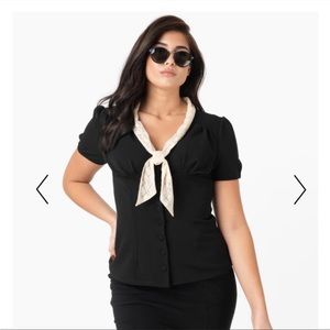 Unique Vintage Black Shari Top